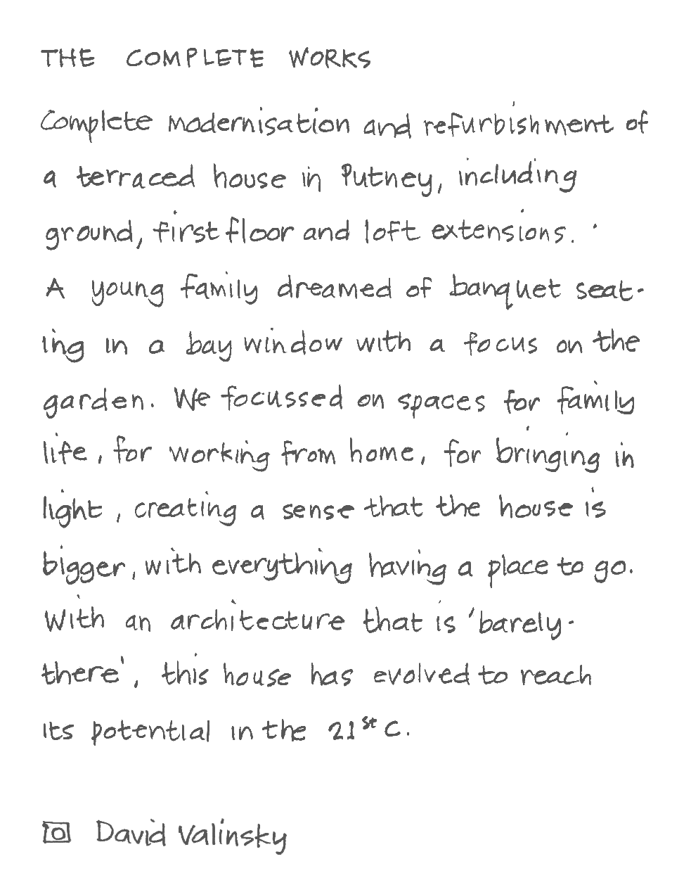 Text describing architectural project